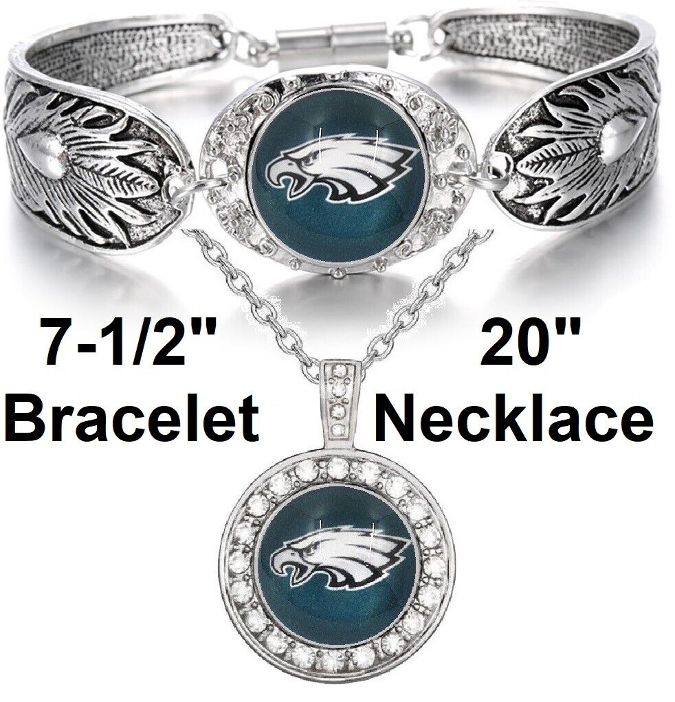 Philadelphia Eagles Gift Set Womens 925 Sterling Silver Necklace WithRing  D2D18