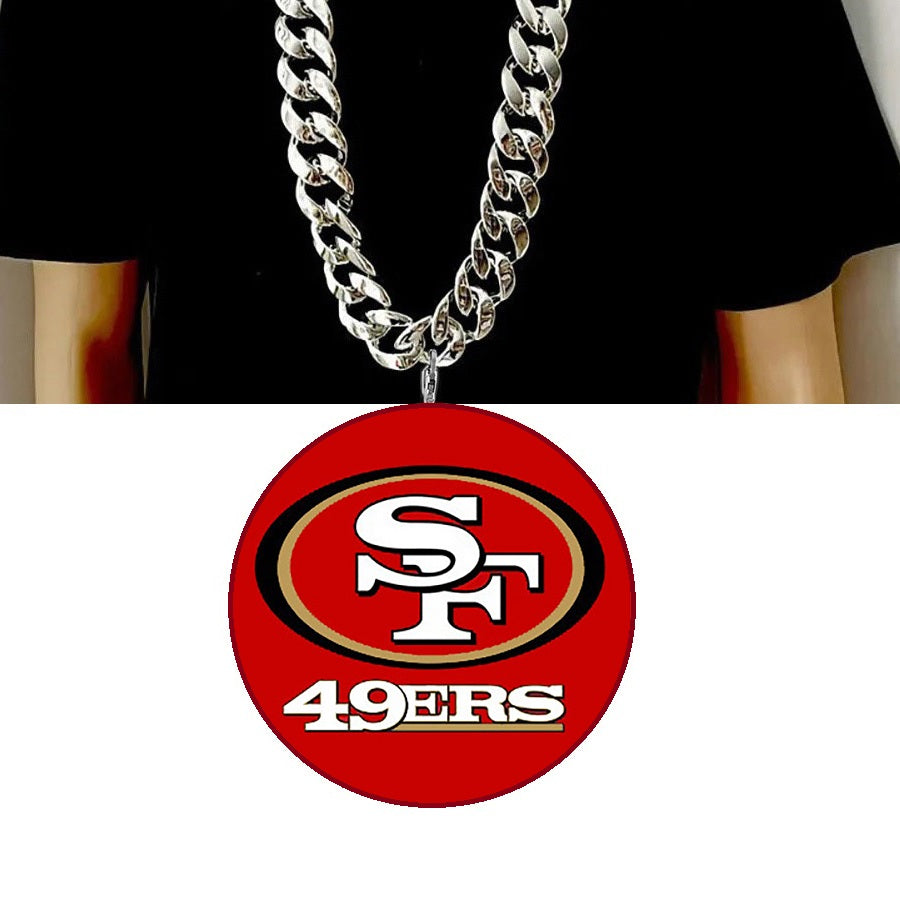 San Francisco 49ers NFL 3D Fan Chain Necklace Foam (Gold Chain)