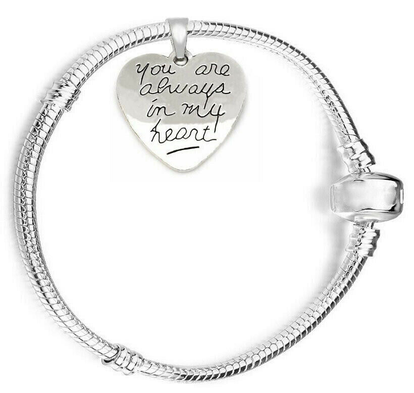 Mothers Day Gift 925 Sterling Silver Womens YOU ARE ALWAYS IN MY HEART Bracelet