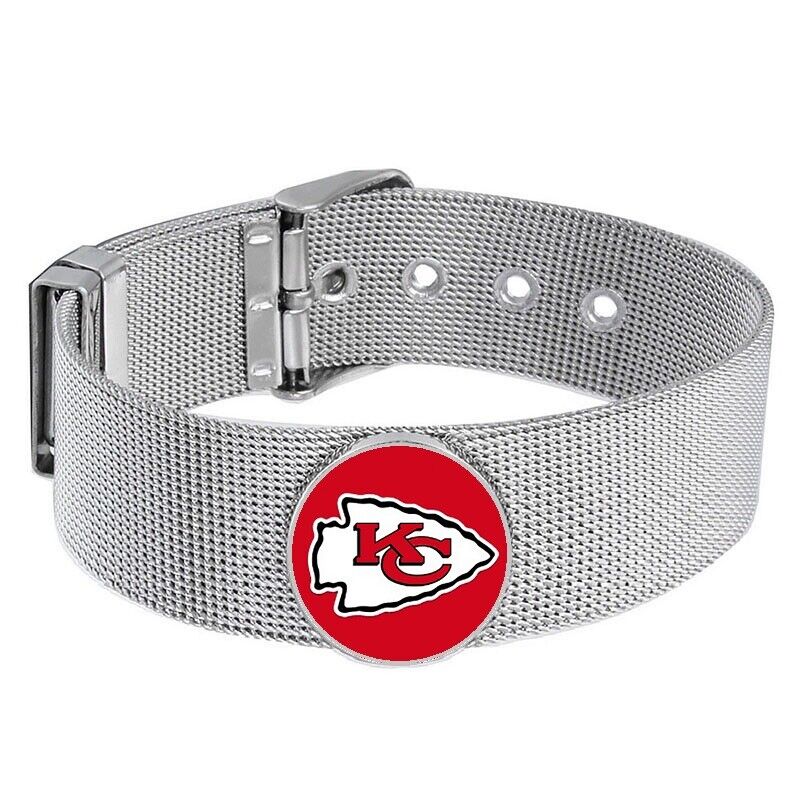 Kansas City Chiefs Mens Womens Silver Adjustable Bracelet W Gift Pkg D6