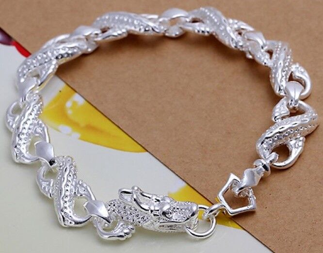 925 Sterling Silver Men Womens 8" Bold Dragon Link Bracelet w GiftPkg D502G