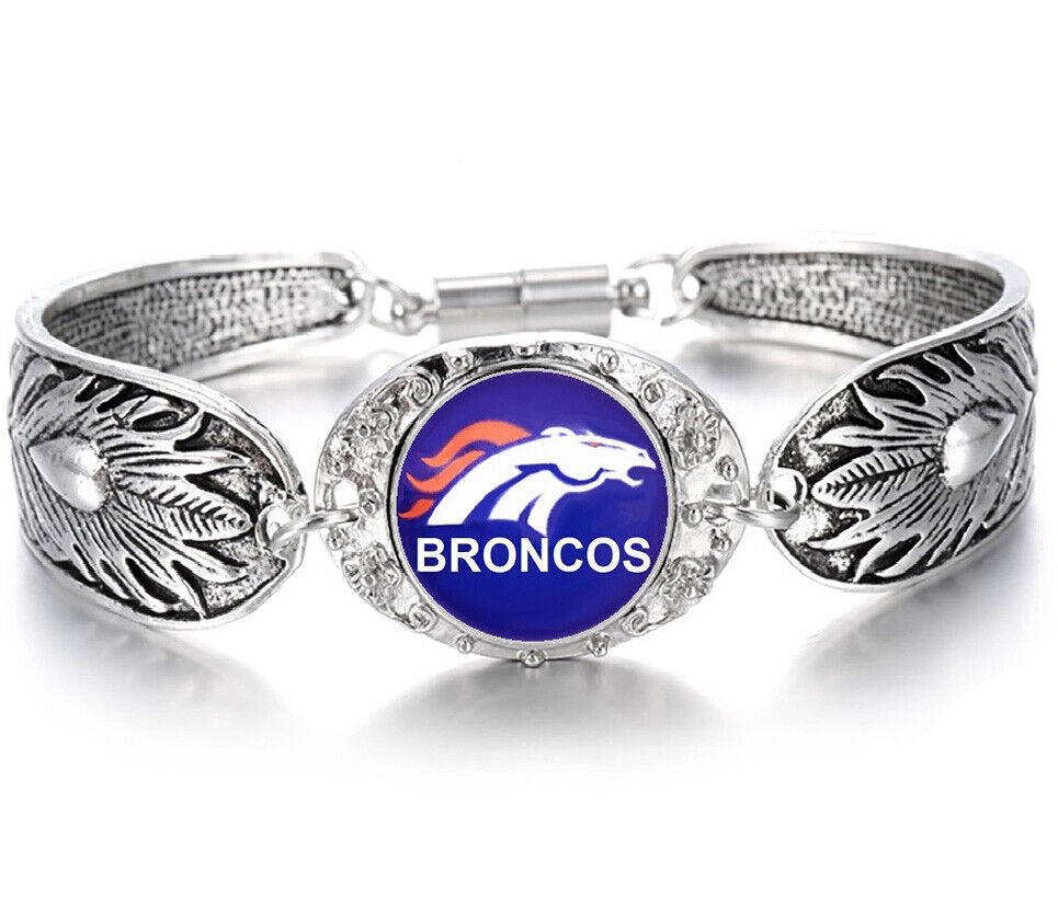 Denver Broncos Special Womens Sterling Silver Necklace With Bracelet Set D3D18