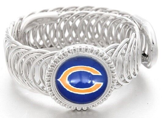 Chicago Bears Football Sterling Silver Mens Womens Wrap Bracelet + Giftp D11