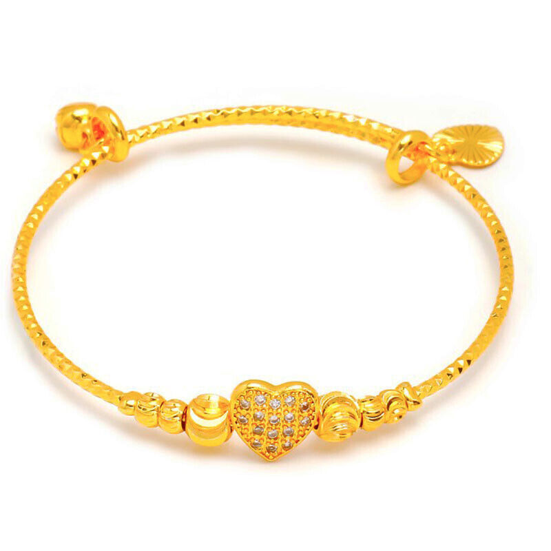 18k Yellow Gold 7" Women's Bracelet Opulent Crystal Love Hearts w Gift Pkg