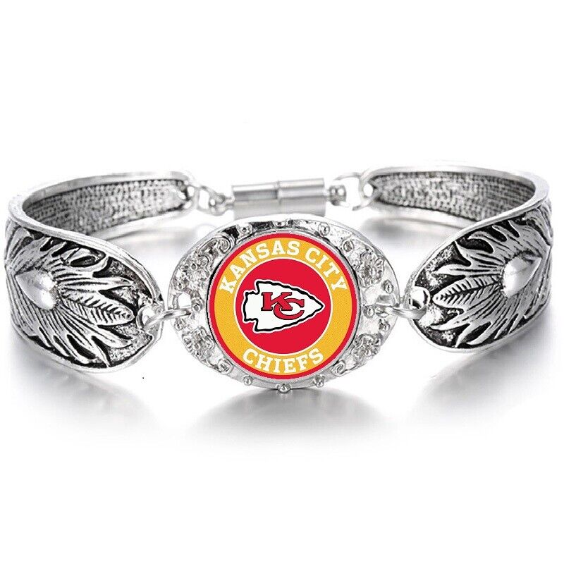 Special Kansas City Chiefs Womens Sterling Silver Bracelet Football W Giftpkg D3