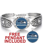 New Style Seattle Seahawks Women'S Sterling Silver Bracelet Football Gift D3