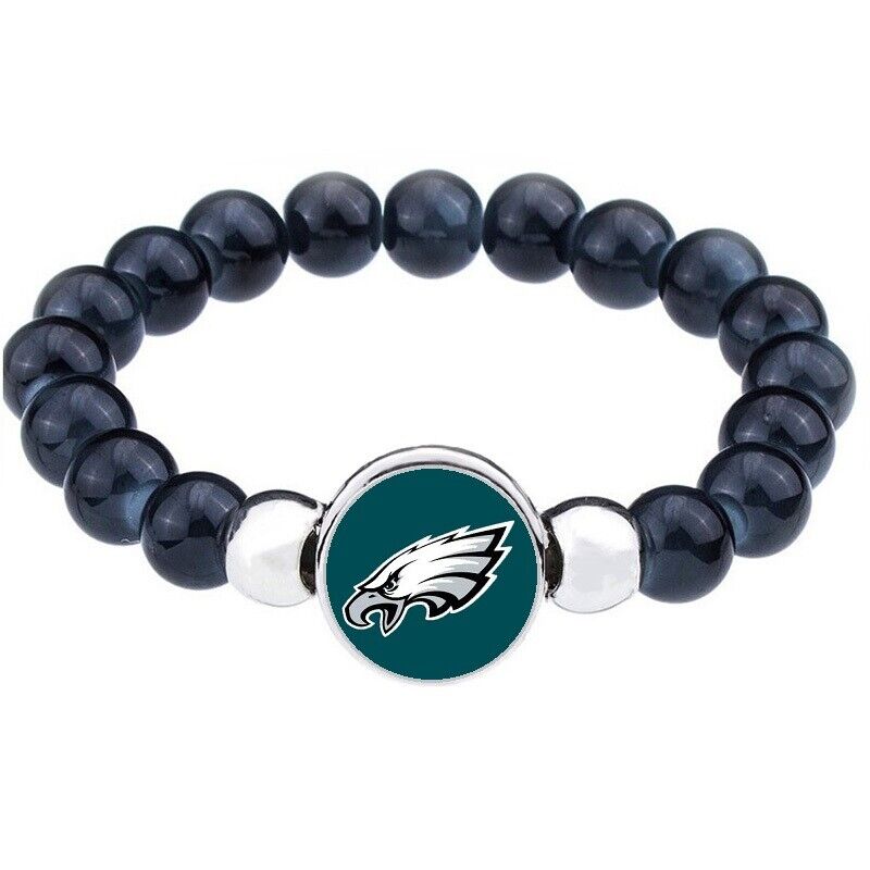 Philadelphia Eagles Womens Mens Black Beaded Link Bracelet W Gift Pkg D1