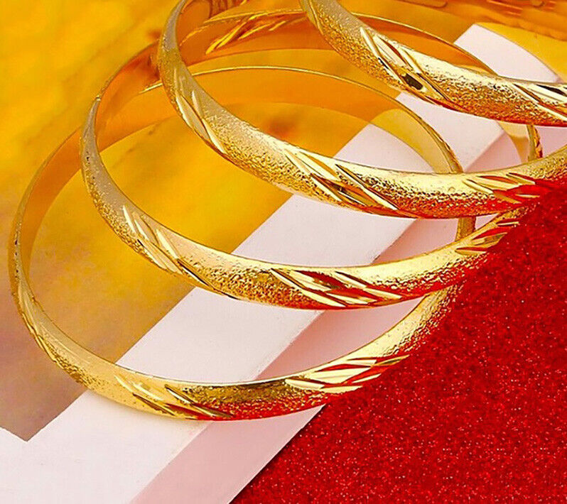 18k Yellow Gold Bracelet Bangle Women's Italian Starburst Design w Gift Pkg D223