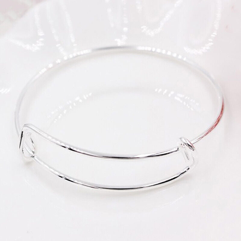 10Pieces 925 Sterling Silver Adjustable Fine Bracelets Bangle DIY D194G