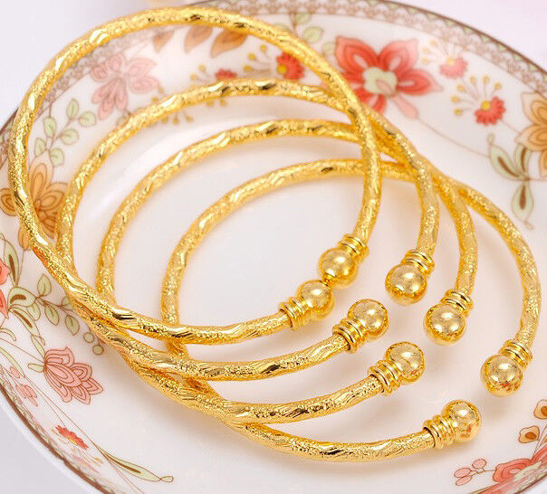 Valentines Gift 14k Yellow Gold Womens Elegant Adjustable Bracelet Bangle D490A