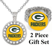 Green Bay Packers Gift Set Womens 925 Sterling Silver Necklace With Ring D18D2