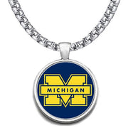 Large Michigan Wolverines 24" Stainless Steel Pendant Necklace Free Ship' D30