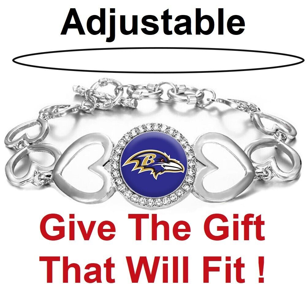 Baltimore Ravens Womens Heart Link Adjust. Bracelet W Gift Pkg D27