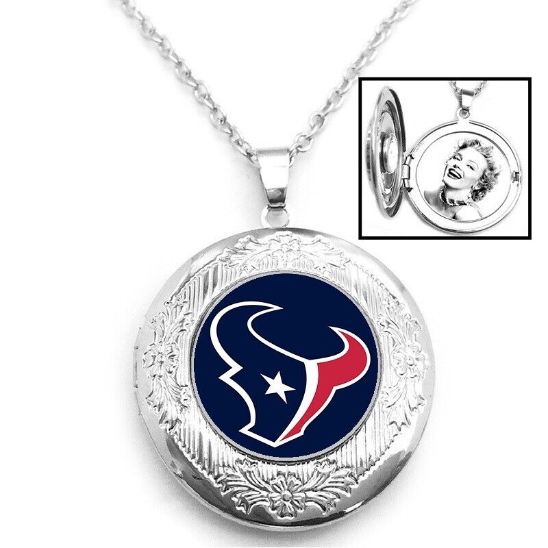 Houston Texans Womens 925 Silver 20" Link Chain Necklace And Photo Locket D16