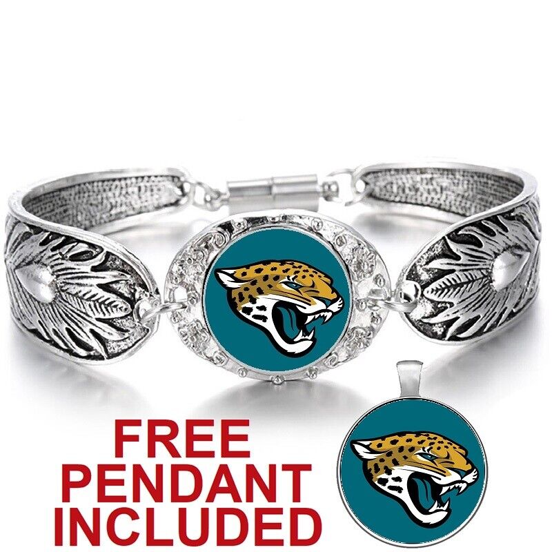 Jacksonville Jaguars Women'S Tibetian Silver Bracelet Football W Gift Pkg D3