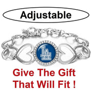 Los Angeles Dodgers Women'S Silver Adjustable Heart Bracelet W Gift Pkg D27 La