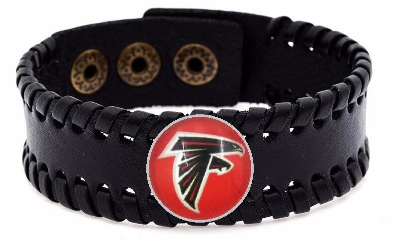 Atlanta Falcons Mens Womens Black Leather Bracelet Bangle Football Gift D8-1