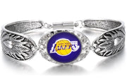 Los Angeles Lakers Sterling Silver Bracelet Basketball +Free Gift Pkg D3-5