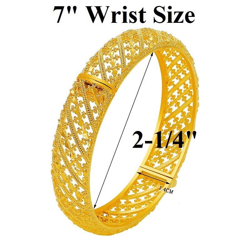18k Yellow Gold Womens Opening Elegant Bangle Bracelet w Gift Pkg D669