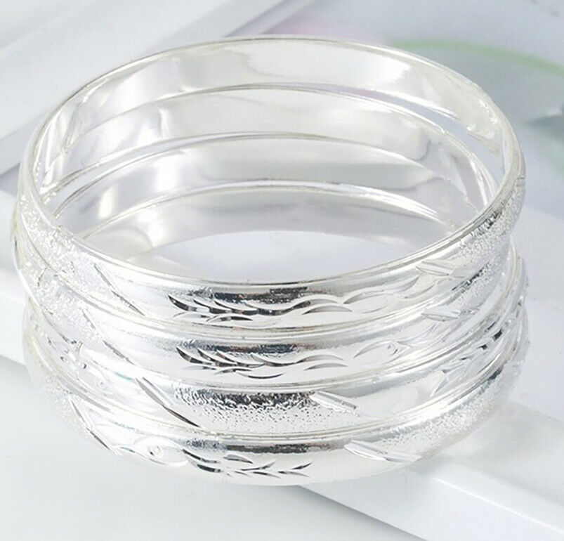 Sterling Silver Elegant Wide 8mm Opening Bangle Bracelet w Gift Pkg D737