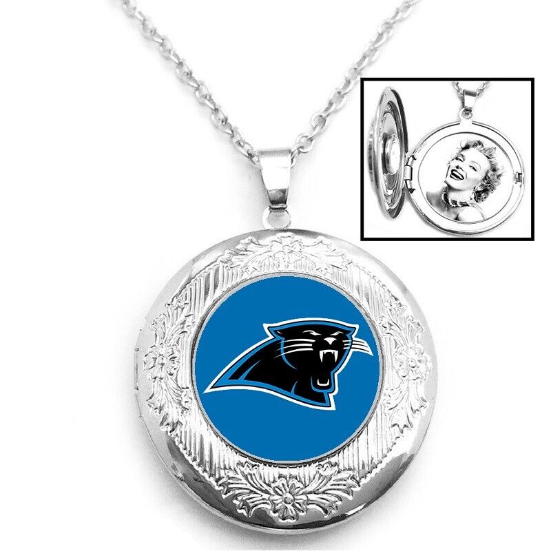 Carolina Panthers Womens 925 Silver 20" Link Chain Necklace And Photo Locket D16