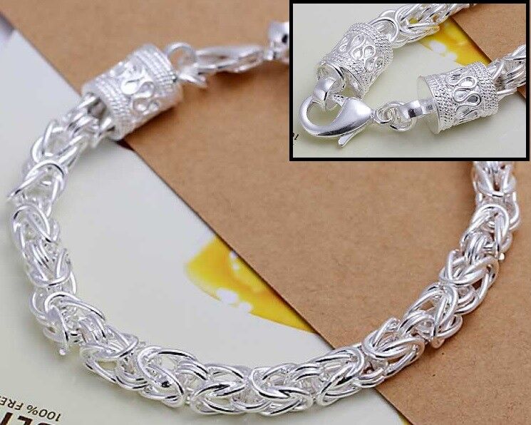 Father's Day 925 Sterling Silver Mens Dragon Link Chain Wide 6mm Bracelet D461