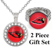 Arizona Cardinals Gift Set Womens 925 Sterling Silver Necklace And Ring D18D2