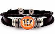 Cincinnati Bengals Mens Womens Black Leather Bracelet Football + Giftpg D14-1