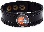 Cleveland Browns Mens Womens Black Leather Bracelet Bangle Football Gift D8-1