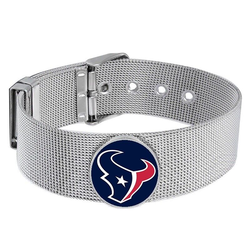 Houston Texans Mens Womens Silver Adjustable Bracelet W Gift Pkg D6