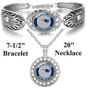 New England Patriots Gift Womens Sterling Silver Bracelet Necklace D3D18