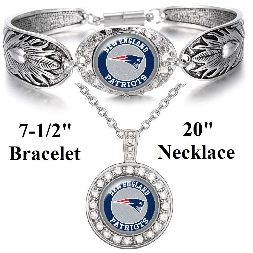 New England Patriots Gift Womens Sterling Silver Bracelet Necklace D3D18