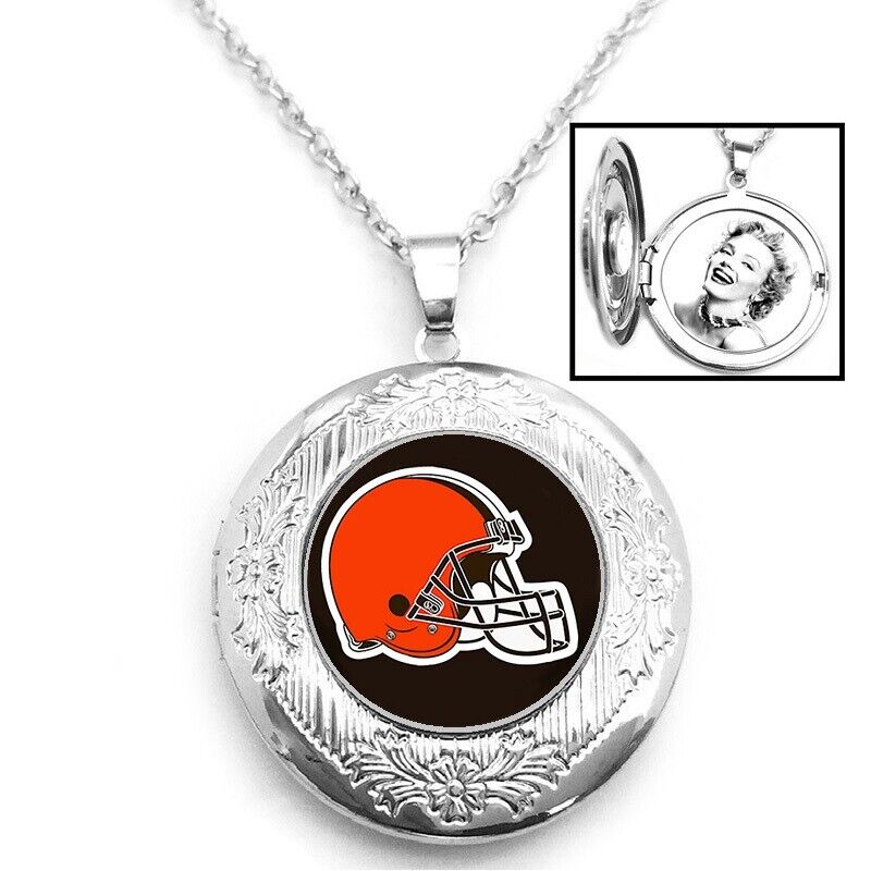 Cleveland Browns Womens 925 Silver 20" Link Chain Necklace And Photo Locket D16