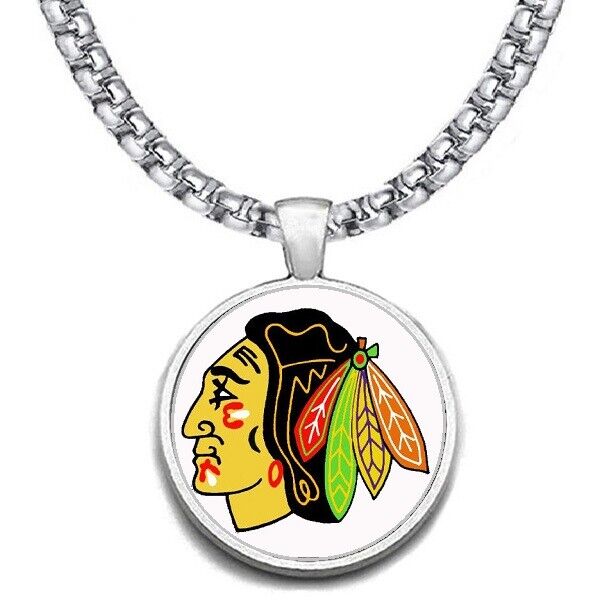 Large Chicago Blackhawks 24" Necklace Stainless Chain Hockey Free Ship' D30