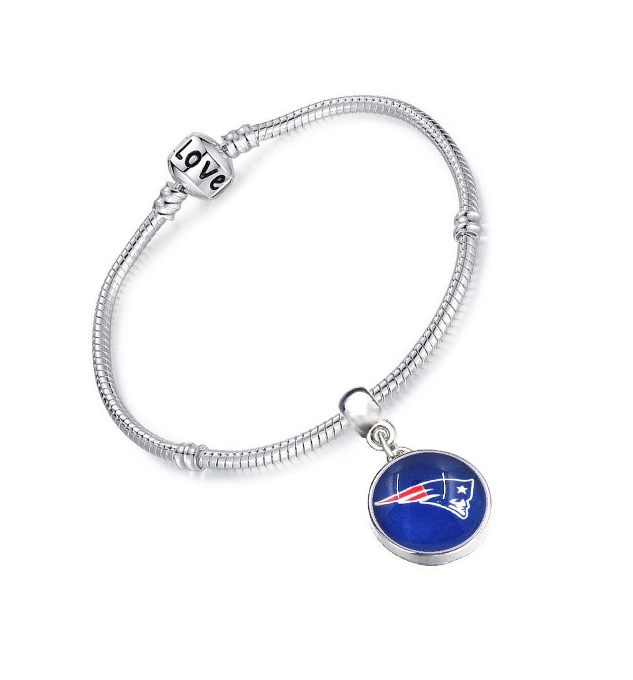 New England Patriots Sterling Silver Womens Chain Football Bracelet W Giftp D13C