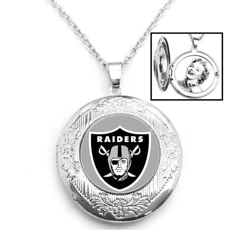 Las Vegas Raiders Womens Sterlling Silver Link Chain Necklace - Photo Locket D16