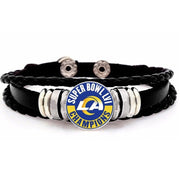 Special Super Bowl Los Angeles Rams Mens Womens Black Leather Bracelet D14