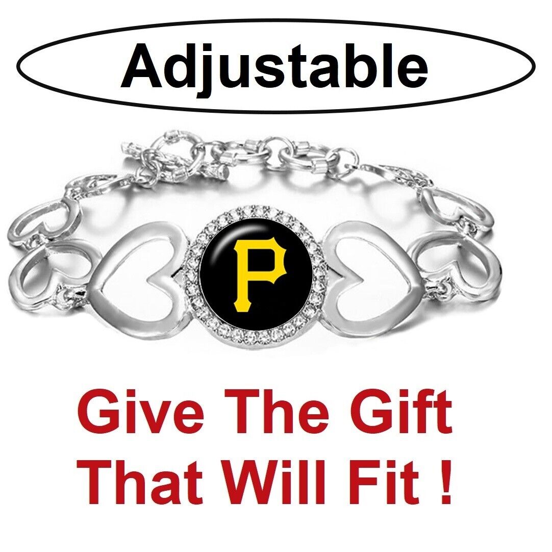 Pittsburgh Pirates Women'S Silver Adjustable Heart Bracelet W Gift Pkg D27