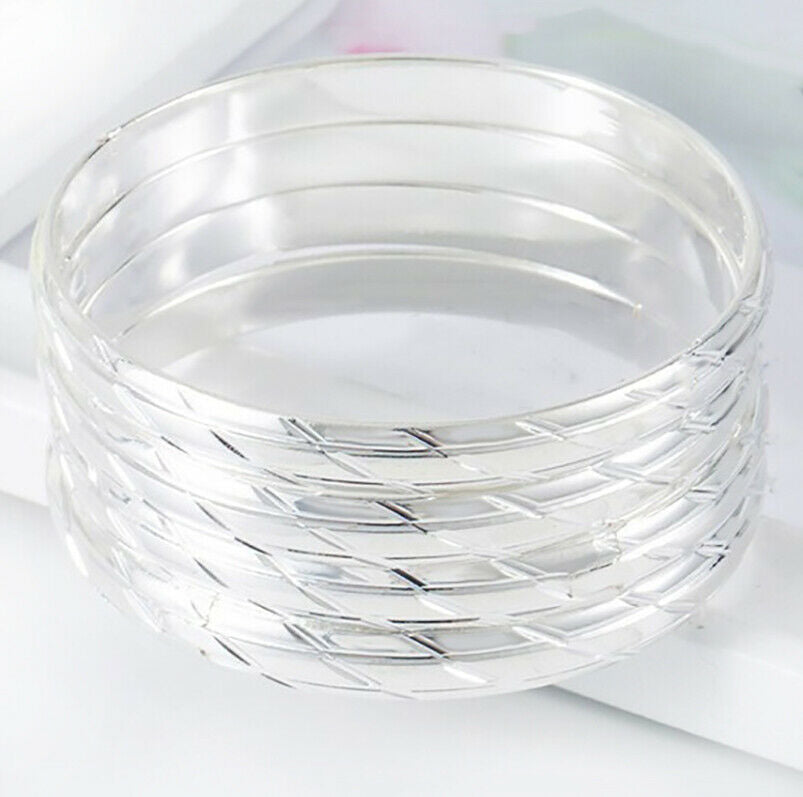 Sterling Silver Elegant 8mm Wide Opening Bangle Bracelet w Gift Pkg D738