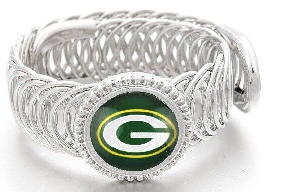 Green Bay Packers Football Sterling Silver Mens Womens Wrap Bracelet W Giftp D11