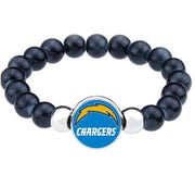 Los Angeles Chargers Women'S Men'S Black Beaded Chain Bracelet + Giftpkg D1-1