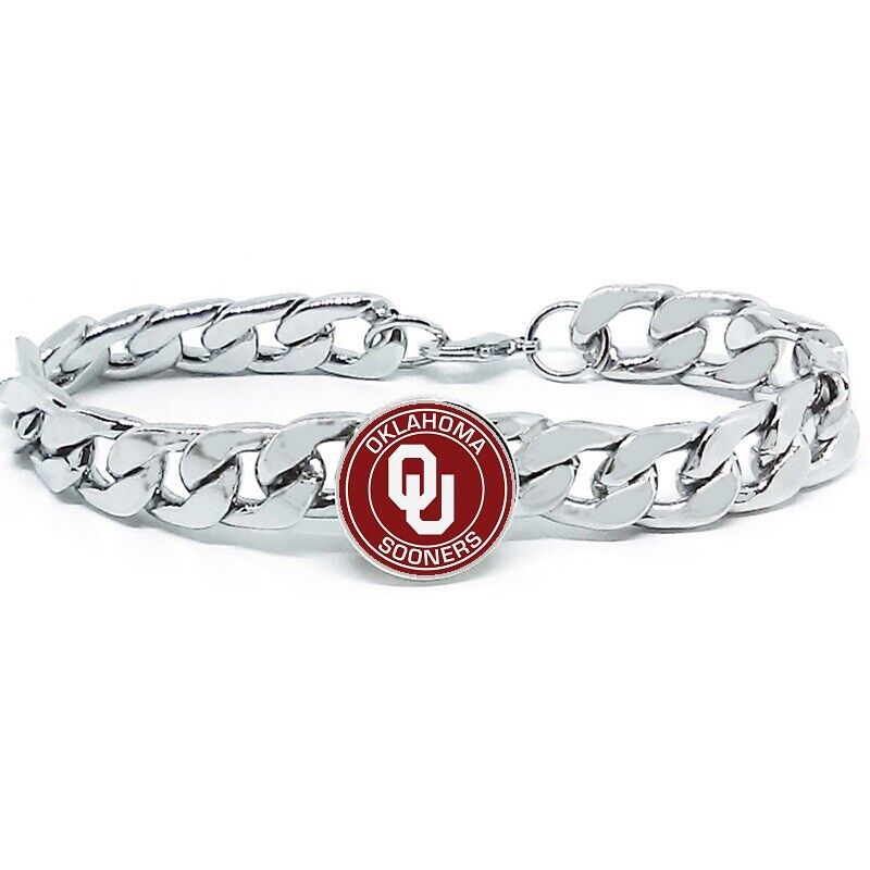 Oklahoma Sooners Mens Link Chain Bracelet University State Colleg Gift D4