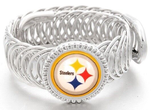 Pittsburgh Steelers Football Silver Mens Womens Bracelet W Gift Pkg D11