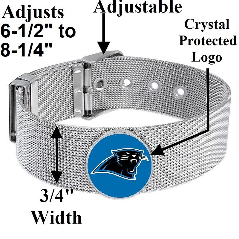 Carolina Panthers Mens Womens Silver Adjustable Bracelet w Gift Pkg D6