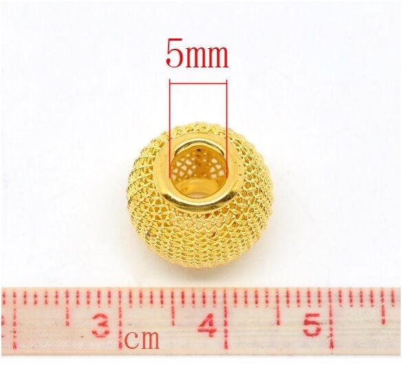 18k Yellow Gold Spacers For 5mm Large Hole DIY Bracelets - Bangle - Chain