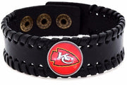 Kansas City Chiefs Mens Womens Black Leather Bracelet Bangle Football Gift D8-1