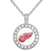 Detroit Red Wings Womens 925 Sterling Silver Necklace With Hockey Pendant D18