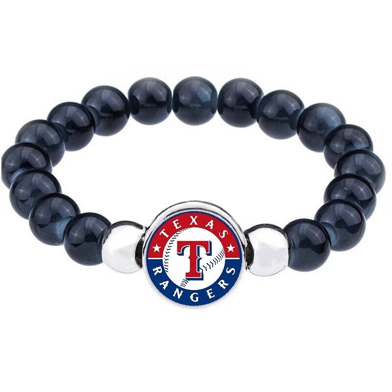 Texas Rangers Women'S Mens Black Bead Chain Bracelet Jewelry W Gift Pkg D1