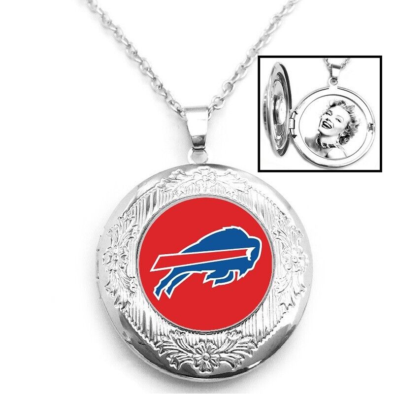 Buffalo Bills Womens 925 Silver Link Chain Necklace And Photo Locket D16