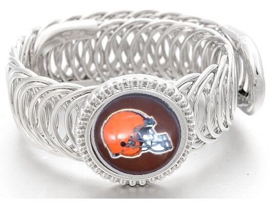 Cleveland Browns Football Sterling Silver Mens Womens Wrap Bracelet + Giftpk D11